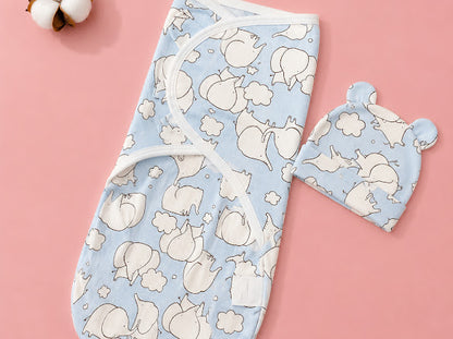 Kidspark new born bloom swaddle and cap set | 0-6 months | 0.5 TOG