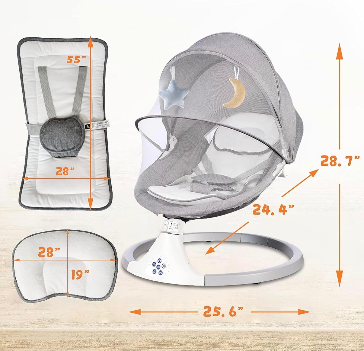 Kidspark Baby electric Swing for Infants | 5 Speed Electric Bluetooth | 3 Timer Settings & Pre-Set Lullabies | Portable  Remote Control