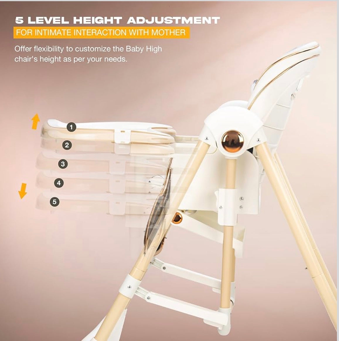 3-in-1 Convertible High Chair for Kids Adjustable Baby Feeding Chair with Swing | Recline | Detachable Tray | 5-Point Harness | Foldable Design | Multi-Height & Footrest Settings 6 Months to 5 Years