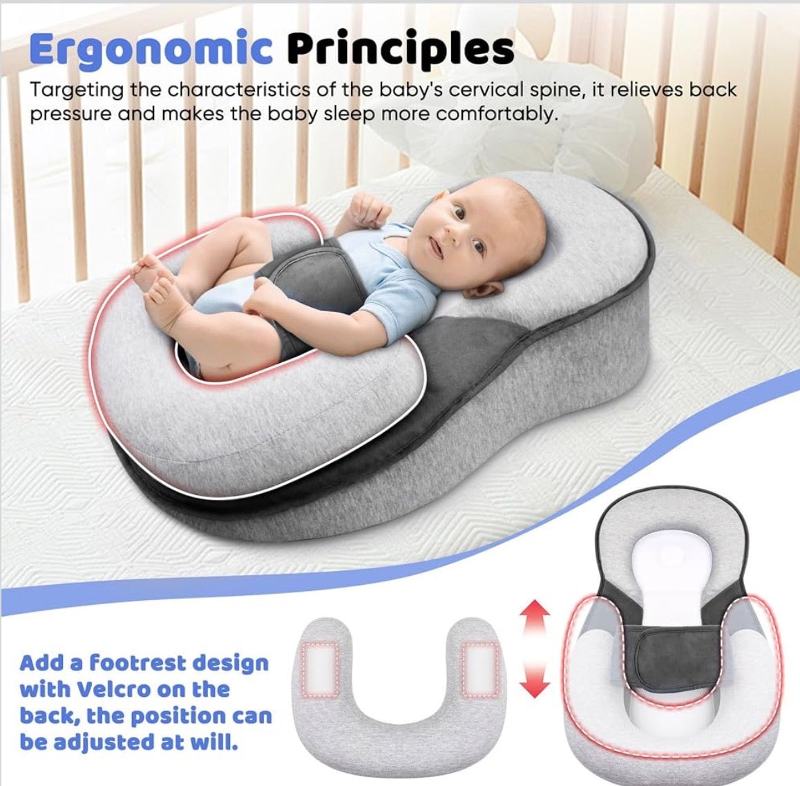 Kidspark Dream Nest baby bed: relieves colic | painful gas and acid reflux | 15° inclination recommended by pediatricians