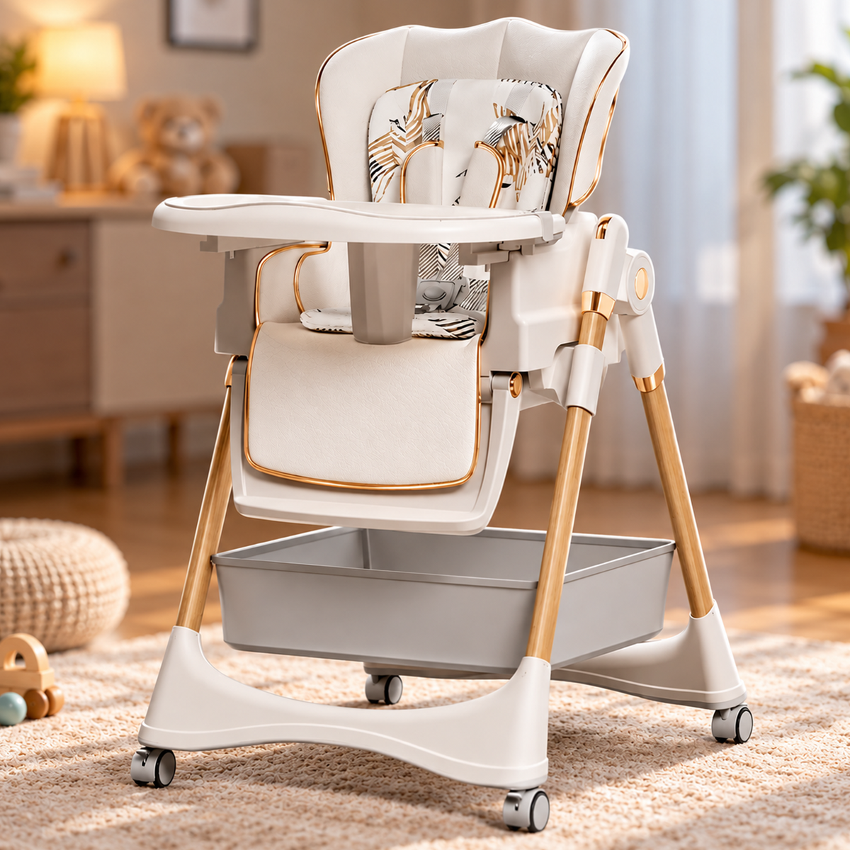 2 in 1 high chair with removable feeding tray | storage | luxury | adjustable