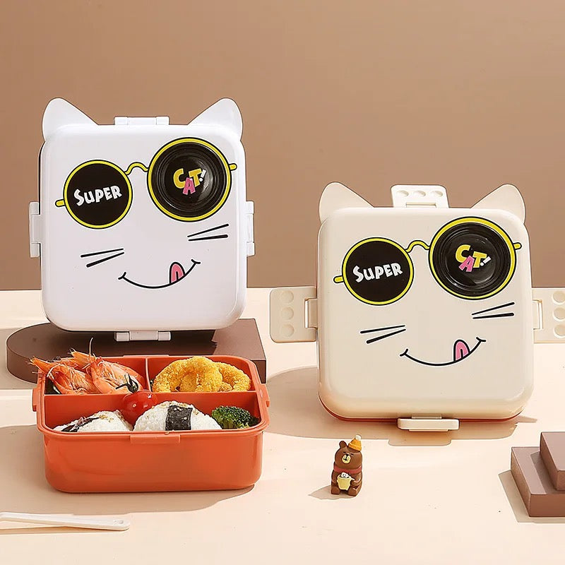 Super cute plastic bento 3D cat 5 compartment , leak-proof, 800 ml lunchbox (BPA free)