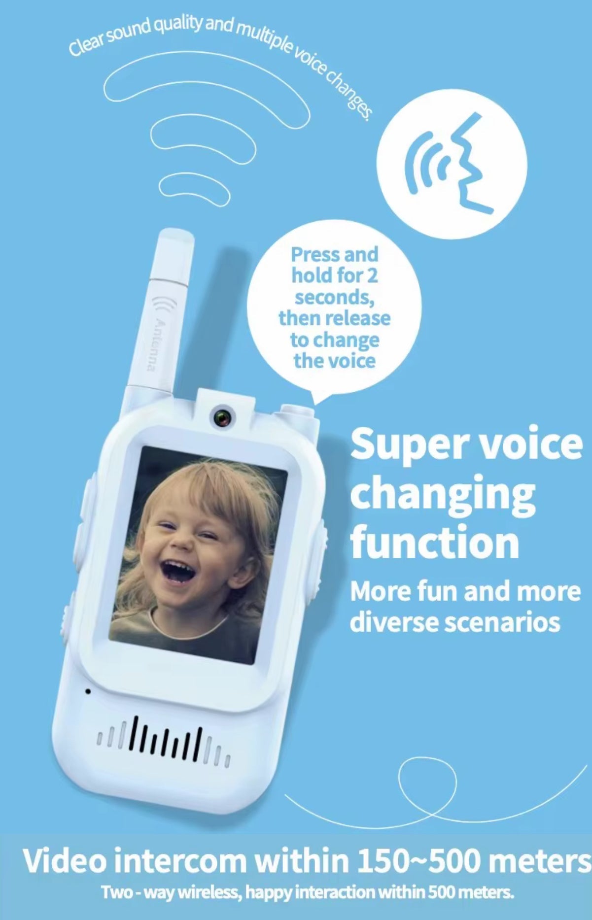 Video Walkie Talkies for Kids | HD Camera, Voice Changer & Screen Display