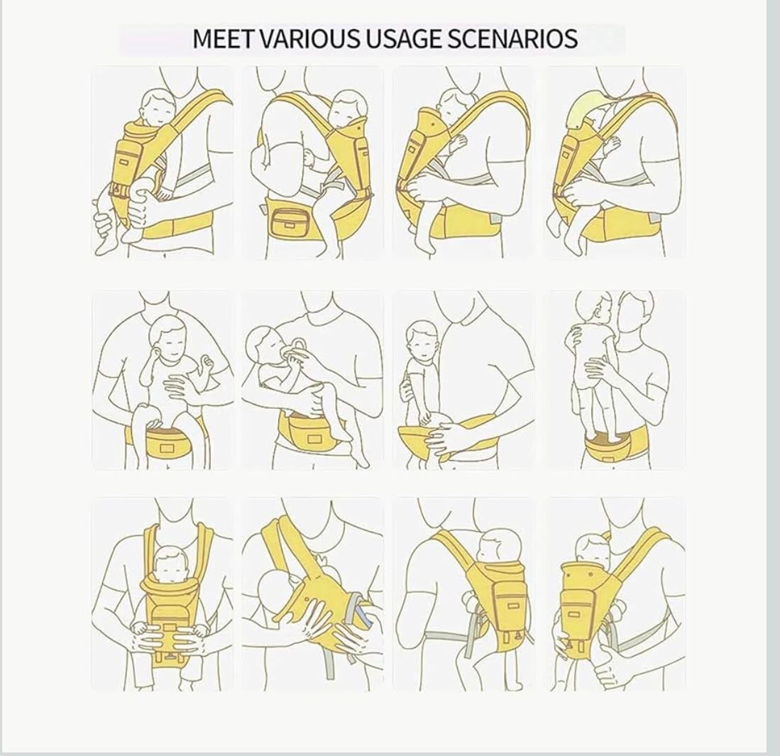 Qiebao Korean premium daisy carrier | hip seat | max storage| detachable chest support