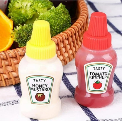 Mini ketchup bottles,25 ml refillable, cute best for tiffins and travel (set of 2)