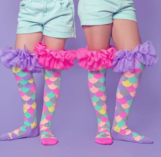 Premium quality mermaid 3D knee high socks for girls