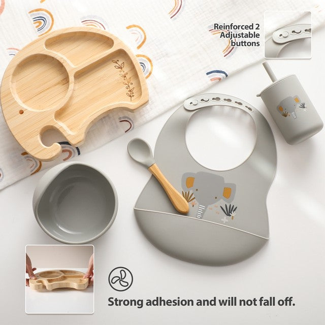 Elephant Bamboo Suction Set – Safe, Eco-Friendly Baby Feeding Essentials