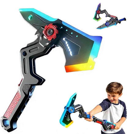LED AXE & sword with Smoke, Spark Effects & Vibration Action Toy, 7-Color Light Blade with Sound FX, Anime-Inspired Cosplay Katana for Roleplay,3Year+