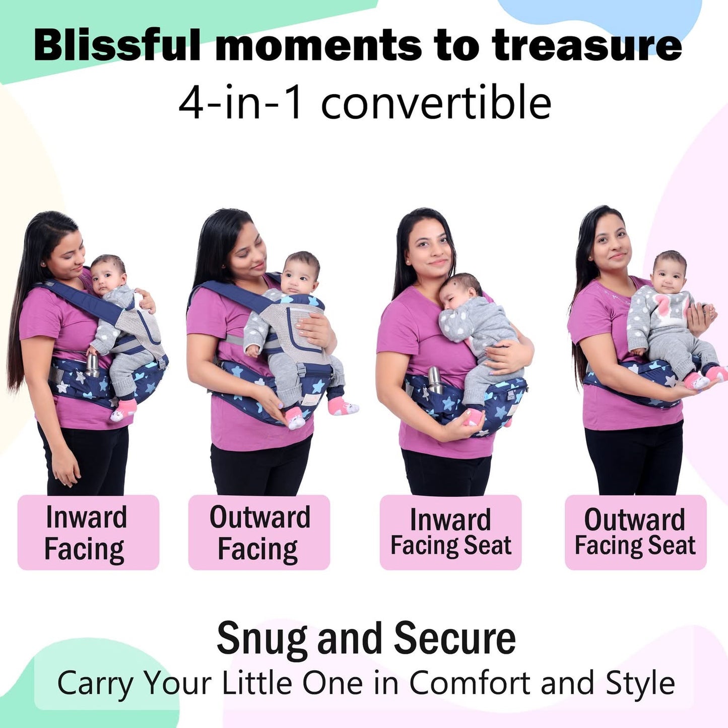 I mama premium korean stars baby carrier | Hip seat | detachable head support | storage