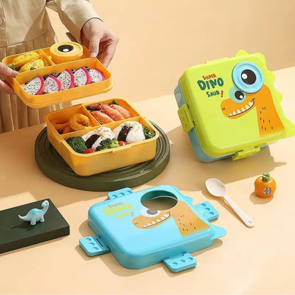 3D Dino plastic 5 compartment, leak-proof,800 ml lunchbox (BPA FREE)