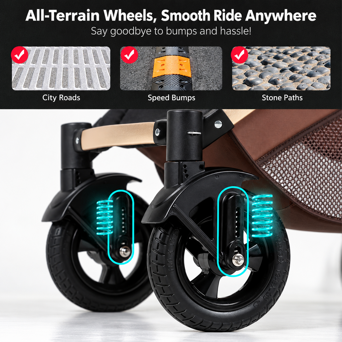 Kidspark Wisesonle stroller| High-view reversible seat | Storage | no bumps wheels | One click fold | Max ventilation