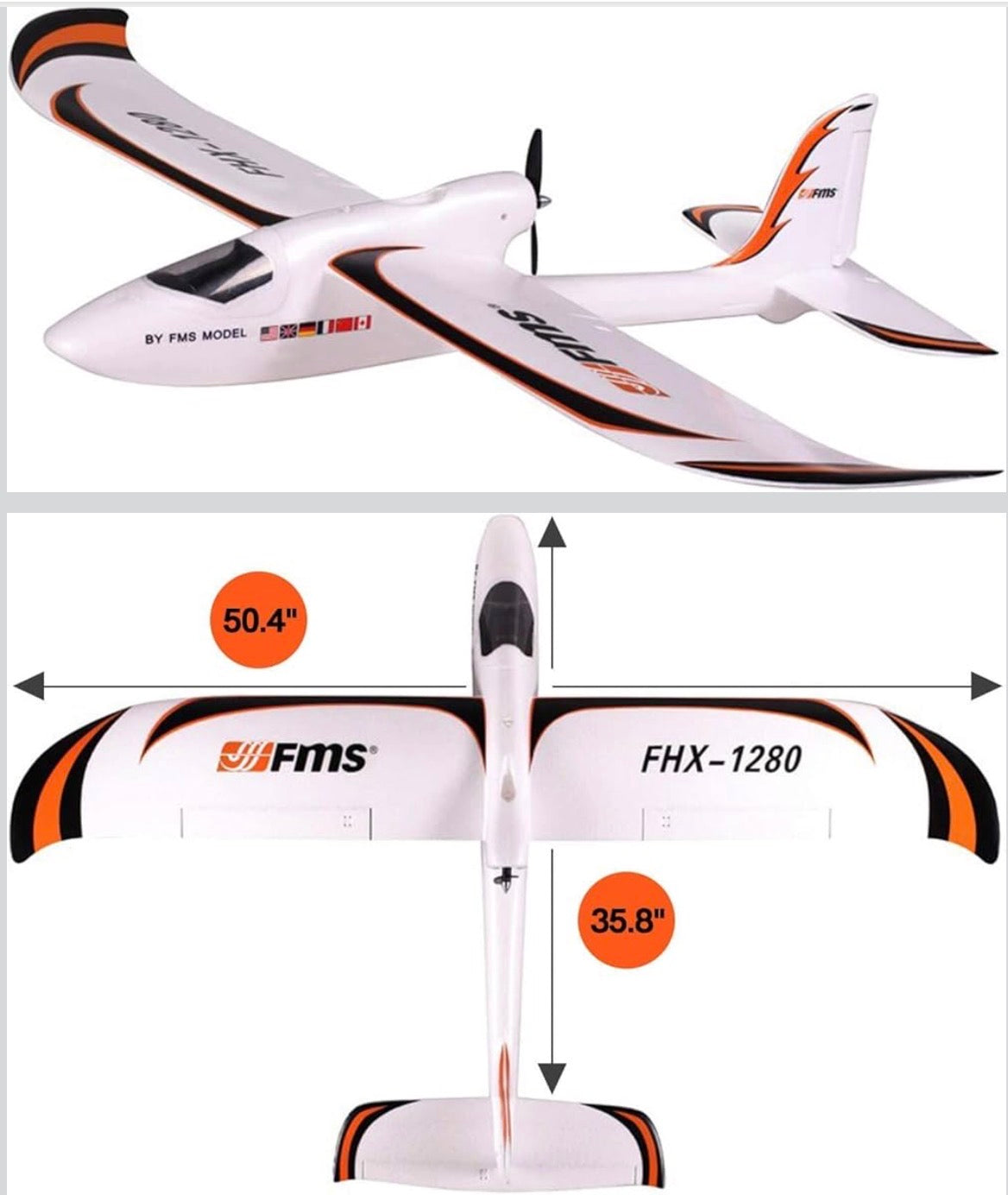 FMS Easy Trainer RC Airplane 4CH 1280mm (50.4") Wingspan Beginner RTF with no Reflex (Transmitter/Receiver/Battery Included) | 35 days shipping