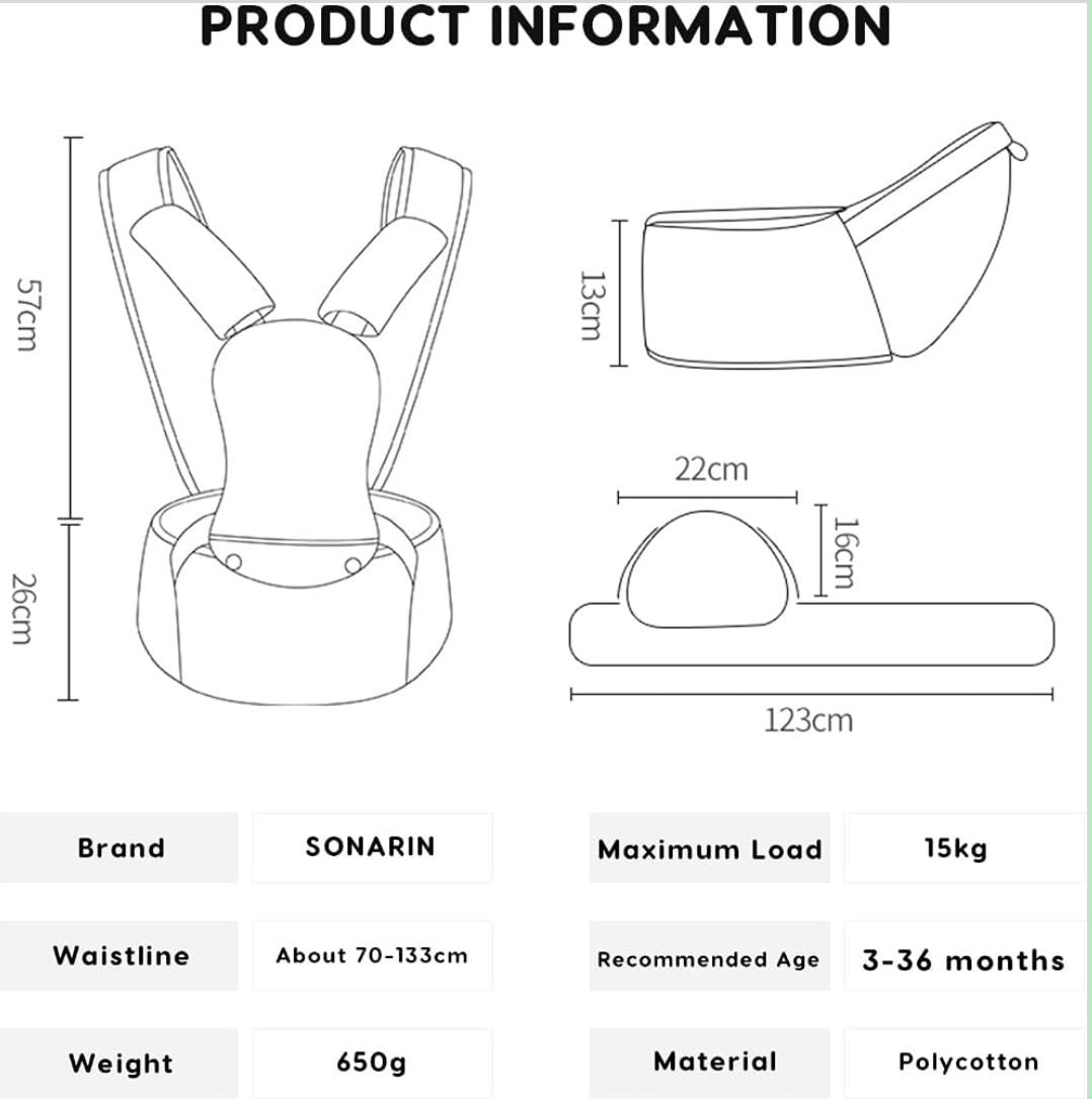 Kidspark M-V premium baby carrier | M shaped design | hip seat | 5 point protection