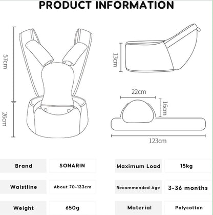 Kidspark M-V premium baby carrier | M shaped design | hip seat | 5 point protection