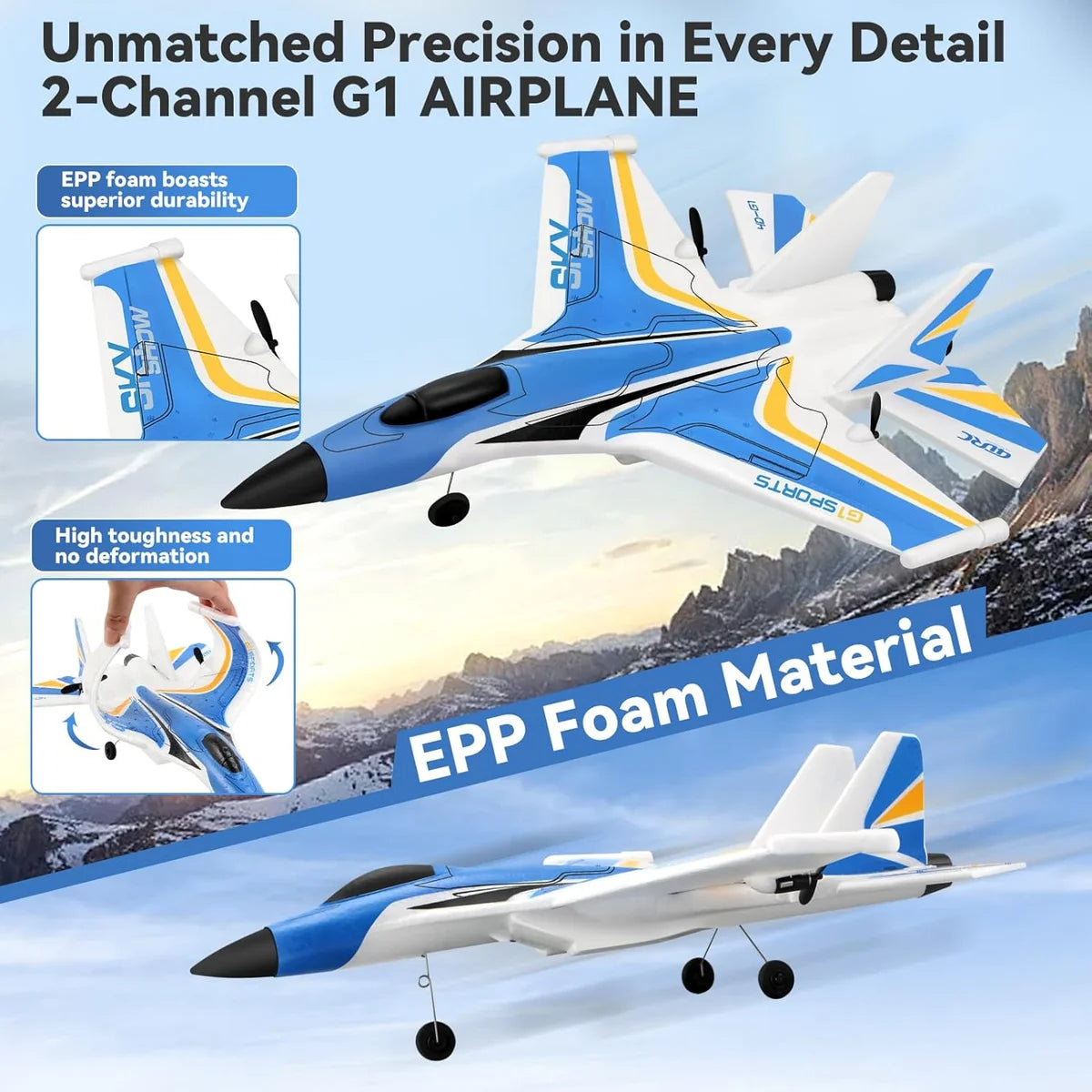 4DRC G1 RC Fighter Jet Airplane with 6-Axis Gyro Stabilizer & 1 Battery