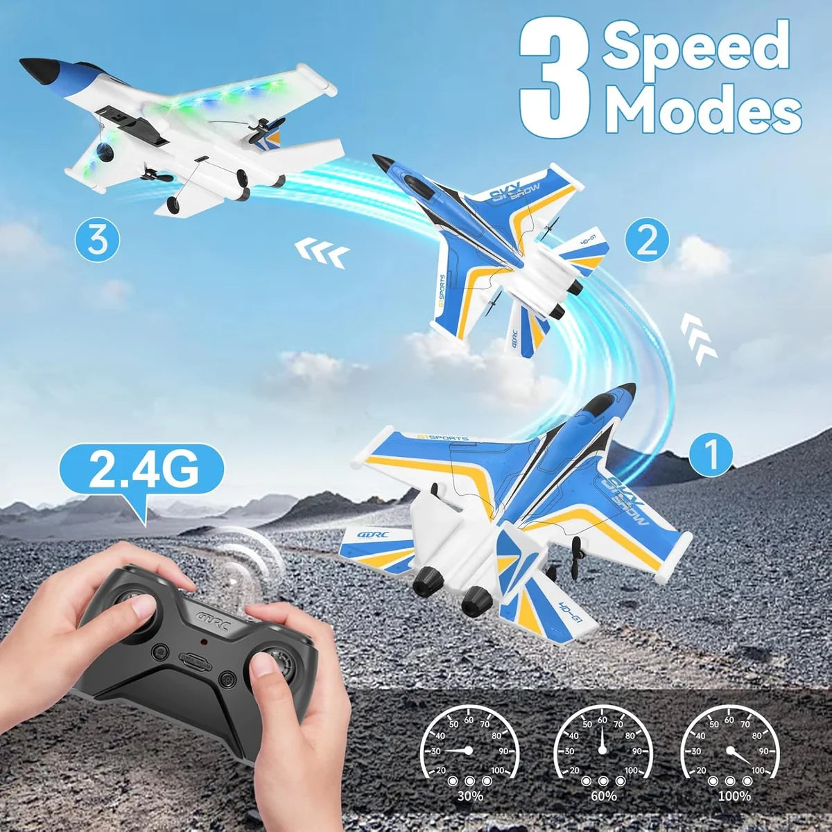 4DRC G1 RC Fighter Jet Airplane with 6-Axis Gyro Stabilizer & 1 Battery