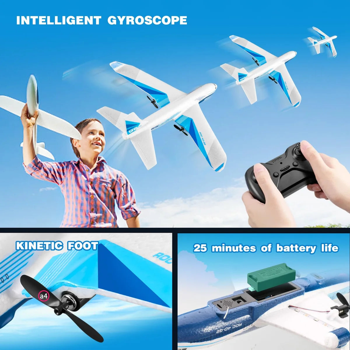 4DRC G2 Foam RC Airplane with LED Lights & 1 Battery