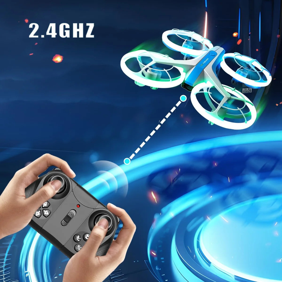 4DRC V33 RC Drone with Altitude Hold, Headless Mode & LED Lights
