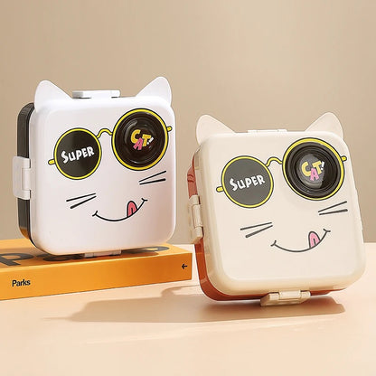 Super cute plastic bento 3D cat 5 compartment , leak-proof, 800 ml lunchbox (BPA free)