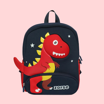 Zorse 3D red dino bag pack for kindergarten kids attractive and lovely backpacks small size (red)