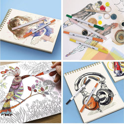 Coloring Pens Set with 12 Colors, Dual Tip Brush Pens and Fine Point of 0.4mm & 2 mm - Kidspark
