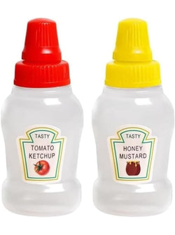 Mini ketchup bottles,25 ml refillable, cute best for tiffins and travel (set of 2) - Kidspark