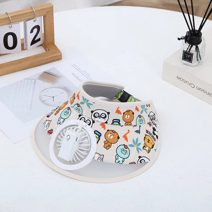 Stay Cool and Stylish with our Animal-Themed Summer Sun Visor Cap: Adjustable Strap and Built-in Fan - Kidspark