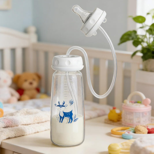 Kidspark Silicone Anti Colic Portable Adjustable | Hands Free Baby Bottle | Adjustable Self Feeding Training Bottle