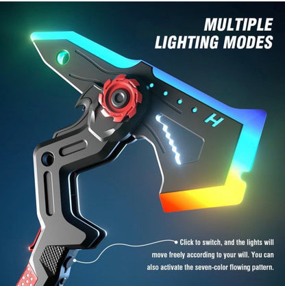 LED AXE & sword with Smoke, Spark Effects & Vibration Action Toy, 7-Color Light Blade with Sound FX, Anime-Inspired Cosplay Katana for Roleplay,3Year+
