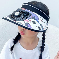 Stay Cool and Stylish with our Animal-Themed Summer Sun Visor Cap: Adjustable Strap and Built-in Fan - Kidspark
