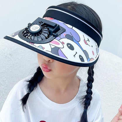 Stay Cool and Stylish with our Animal-Themed Summer Sun Visor Cap: Adjustable Strap and Built-in Fan - Kidspark