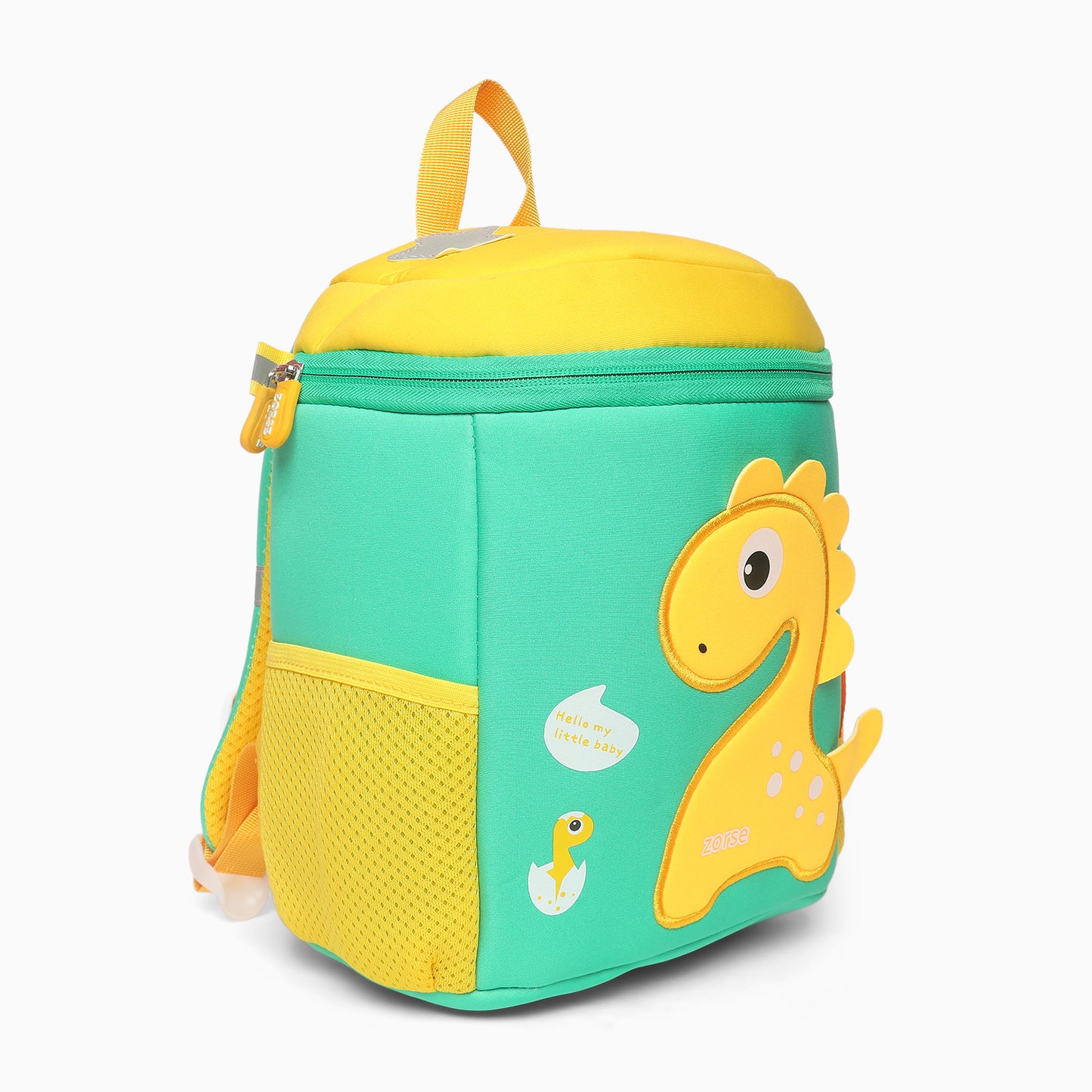 ZORSE Premium Quality 3D Dino Backpack for kindergarten kids single zip small size (yellow) - Kidspark