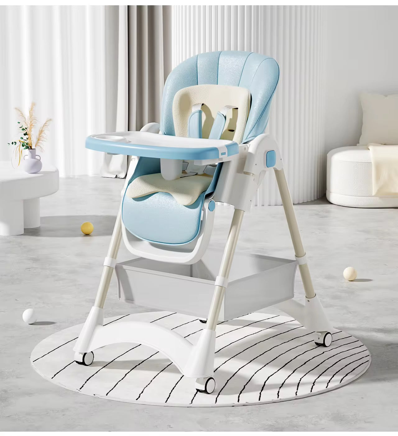 2 in 1 high chair with removable feeding tray | storage | luxury | adjustable
