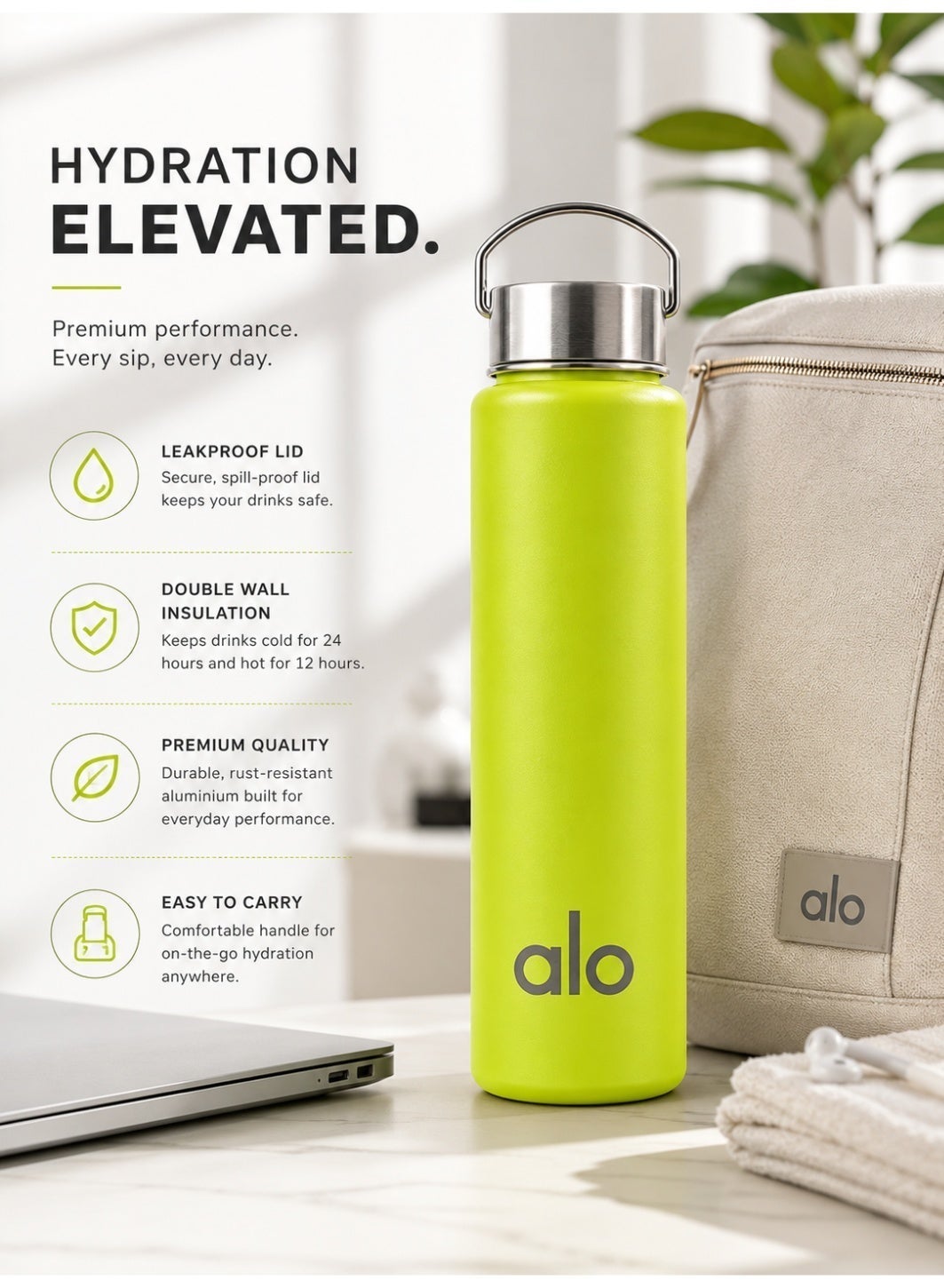 ALO yoga stainless steel insulated water bottle | 24 oz
