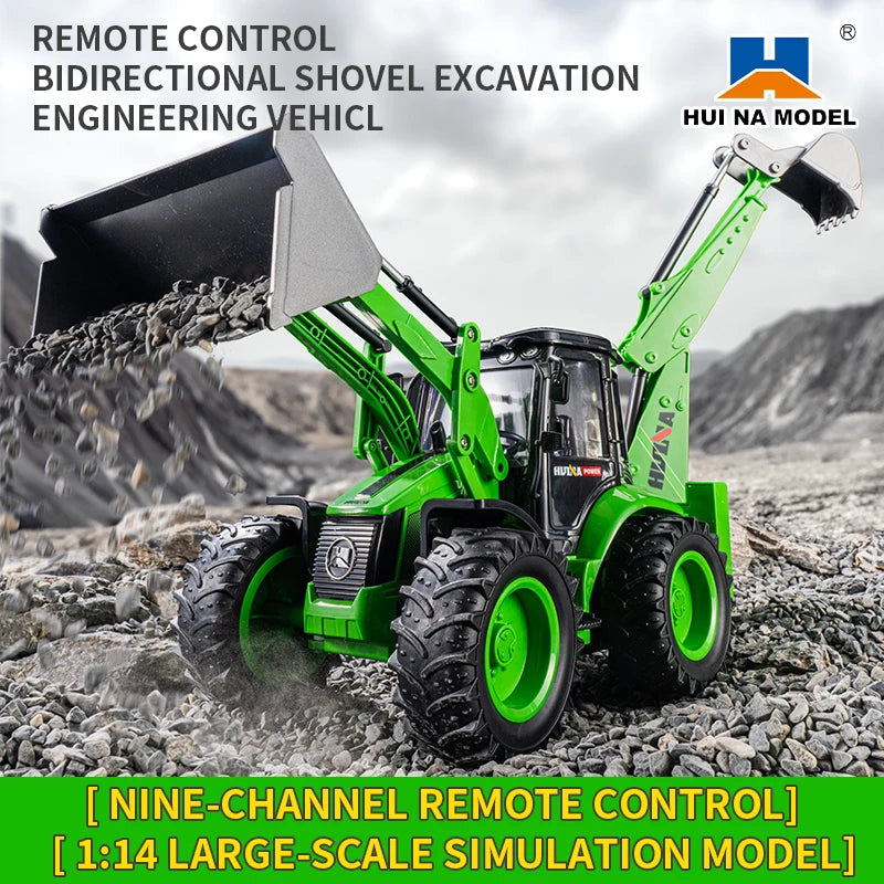 HUINA 9 CH 1579 1:14 REMOTE CONTROL BACKHOE LOADER (2025 MODEL)