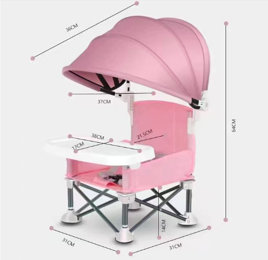 Kidspark Beachy Highchair | food tray | very portable | canopy | detachable
