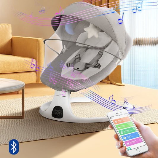 Baby Swing for Infants, Bluetooth Infant Swing with Music Speaker, Bluetooth Remote Control Timing Function with 5 Speeds, 3 Seat Positions,10 Music, 5 Point Harness Belt