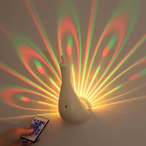 Peacock Lamp Creative Peacock Colorful Projection Wall Lamp