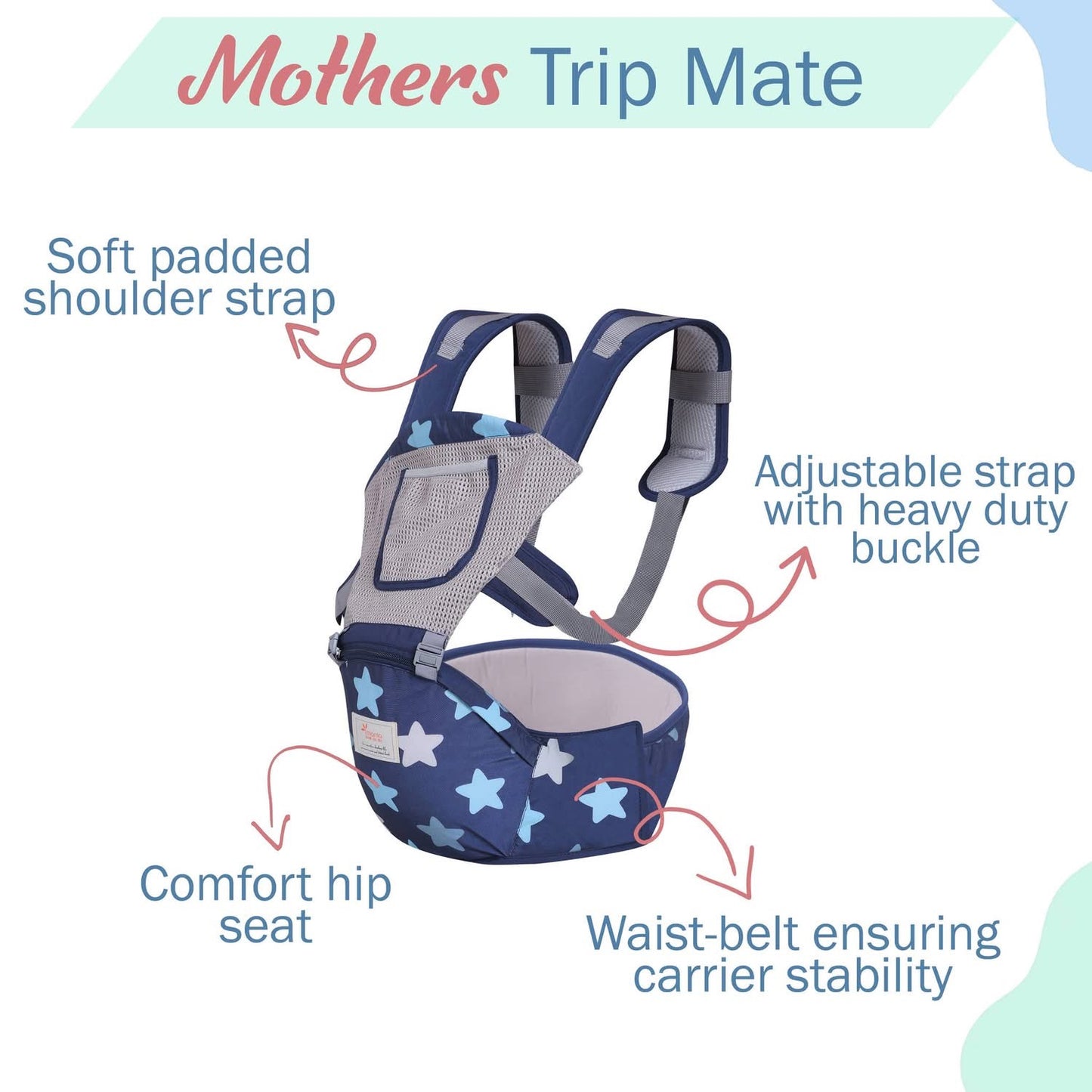 I mama premium korean stars baby carrier | Hip seat | detachable head support | storage