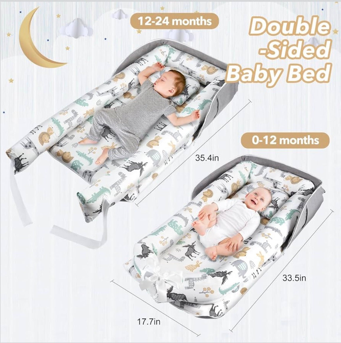 Kidspark Baby Lounger Cover Adjustable Baby Nest Cover for Co Sleeping, Ultra Soft 100% Cotton Baby Bed Cover Perfect for Traveling and Napping