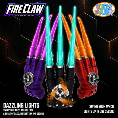 Retractable Firewolf Claw Toy with Spinning Spark Colorful Light Battle Toy
