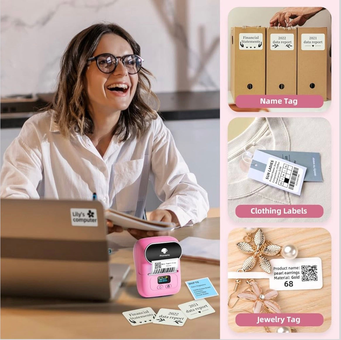 Portable mini wireless 203 dpi thermal label printer
