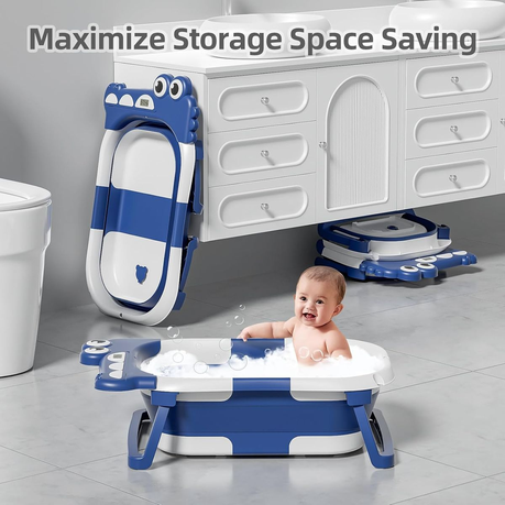 Portable baby bath tub 0-5 years | cushion | temperature monitor | EU standards quality