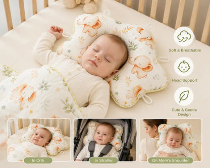 Kidspark Baby Head Shaping Pillow for Newborns, Breathable Infant Flat Head Support Pillow mustard seeds filled