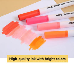 Coloring Pens Set with 12 Colors, Dual Tip Brush Pens and Fine Point of 0.4mm & 2 mm - Kidspark