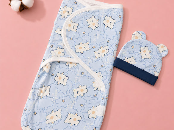 Kidspark new born bloom swaddle and cap set | 0-6 months | 0.5 TOG