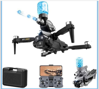 K11 MAX Folding Brushless Drone 3-Len Optical Flow RC Aircraft Aerial Photo Quadcopter Toy with Water Blaster Launch, Single Battery