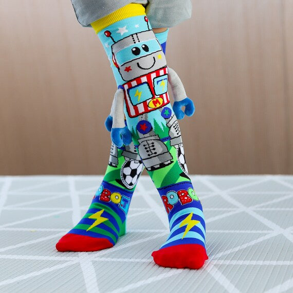 Premium quality 3D knee high robot socks for boys