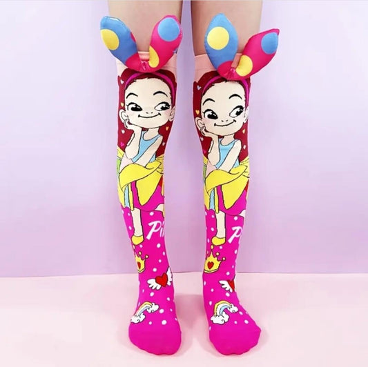 Premium quality 3D bow girl knee high socks