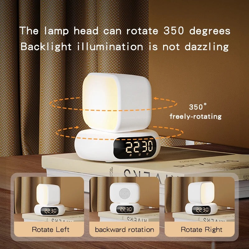 Premium quality AI powered Digital alarm clock with Bluetooth speaker and 360* rotatable night light head